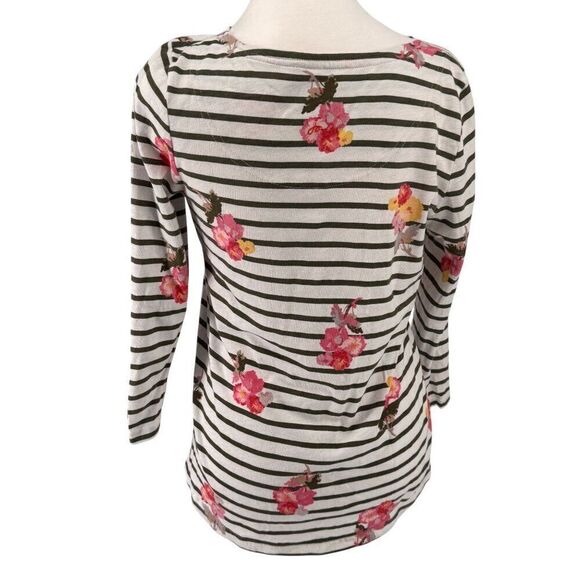 Joules Womens Striped Floral Long Sleeve Top US 4 Cotton EUC - Picture 4 of 10